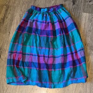 Koret Colorful Vintage 80’s Plaid A-Line Skirt